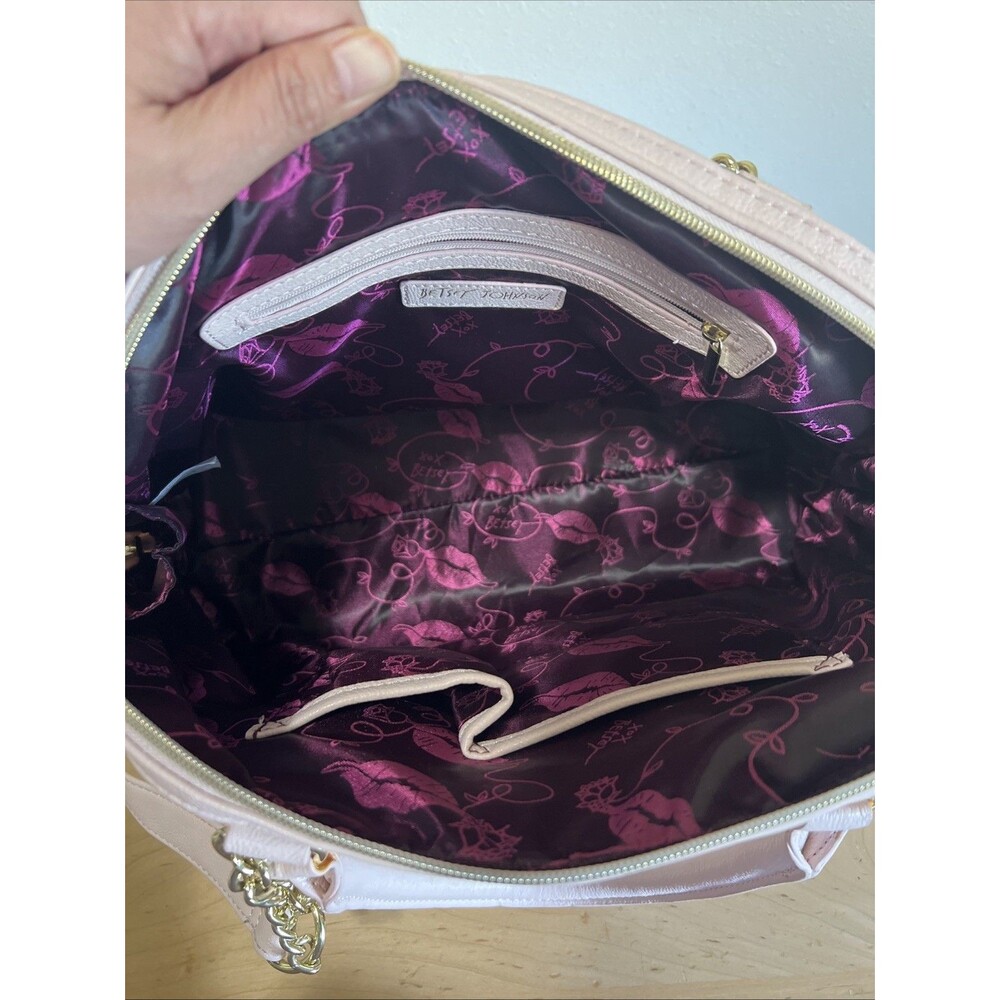 Betsey Johnson Handbag Large Pastel Pink Brown Kawaii Coquette Ballerina - Picture 5 of 7